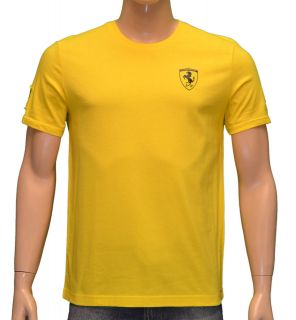 Puma Mens FERRARI Official Licensed Logo Short Sleeve Shirt Yellow