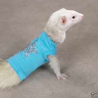 Made for FERRET Clothes Tee Shirt BLUE Star Bling 8