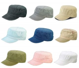 NEW SOLID COLORS CASTRO CADET MILITARY STYLE ARMY HAT CAP ENZYME 