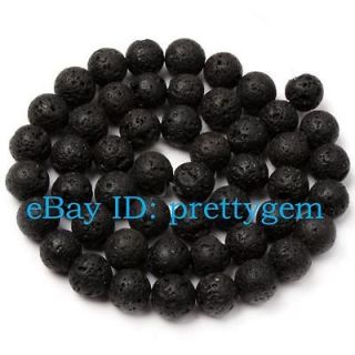 15.5mm 14mm 12mm 10mm 8mm 6mm 4mm Round Black Lava Rock Gemstone Beads 
