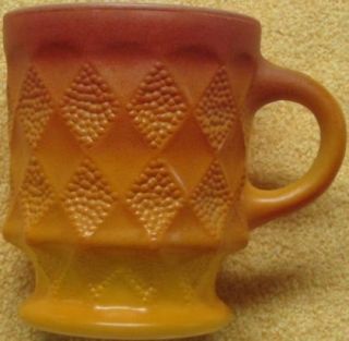 Anchor Hocking Fire  King Orange Toned Diamond Design Coffee Cup/Mug 