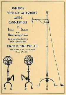   Ad Frank H Graf Mfg. Co. Andirons Lamps Decor   ORIGINAL ADVERTISING