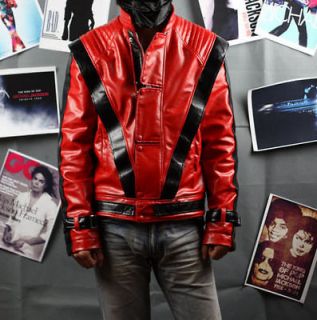 Michael Jackson Red Thriller Leather jacket Free Billie Jean Glove