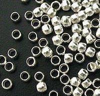 100pc Silver Finish Crimp Round Stopper Metal Bead 2mm 5865