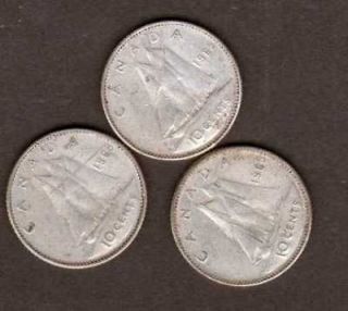 CANADA   THREE 1968 50% SILVER DIMES