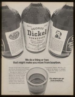 1970 George Dickel Tennessee whiskey 3 bottles photo ad