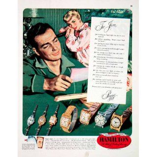 1950 Ad Hamilton Watch Diamond Authentic 14K Gold 