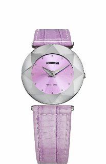 Jowissa Womens J5.005.M Facet Dimensional Glass Purple Leather Watch 