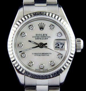 Rolex Ladies Stainless Steel Pearl Diamond Dial Datejust Watch Oyster 