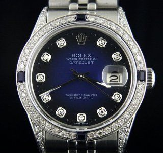 Rolex Men Stainless Steel Datejust Blue Vignette Dial And Diamond Lugs 