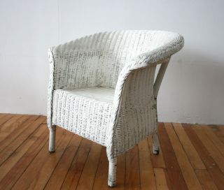   BEDROOM CHAIR WHITE SHABBY CHIC 1930S ART DECO BASKET CHAIR CHILDRENS