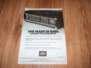 Peavey Mark III Bass amplifier 1981 magazine advert