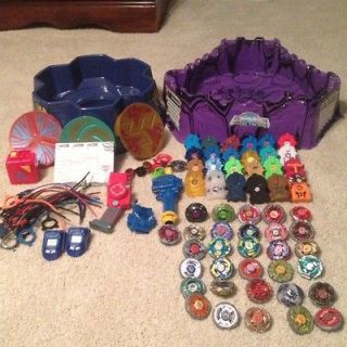 HUGE Lot Of 31 Beyblades + 2 Stadiums + Launchers + 2 Beypointers 