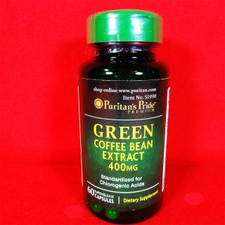60 Capsules Green Coffee Bean Extract Pure 400 mg CHLOROGENIC ACIDS 
