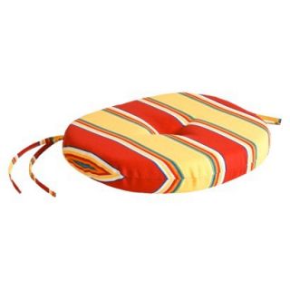 Outdoor Round Seat Pad/Dining/Bistro Cushion   Yellow/Red Stripe 