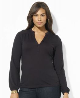 Lauren Jeans Co. Plus Size Top, Long Sleeve Logo Tee   Plus Size Tops 