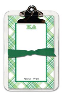 Kappa Delta Personalized Clipboard Pad   Plaid  Gifts Giftable Items 