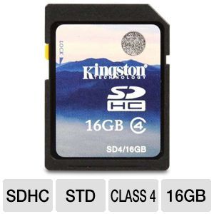 Kingston SD4/16GB Class 4 SDHC Flash Card   16GB 