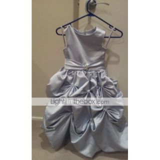 line/Ball Gown Jewel Ankle length Satin Flower Girl Dress 