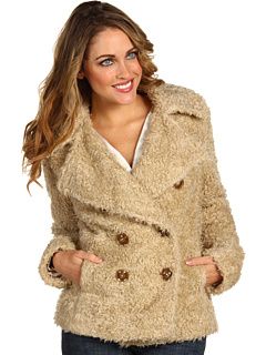 Anne Klein Faux Fur Pea Coat   