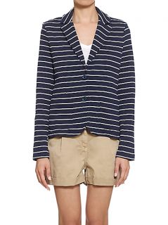 Buy Whistles Leni Stripe Jersey Jacket, Blue online at JohnLewis 