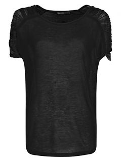 Buy Mango Fringed Loose fit T Shirt, Black online at JohnLewis 