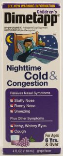 Dimetapp Childrens Nighttime Cold and Congestion Grape    4 fl oz 