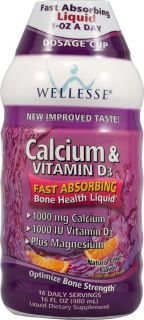 Wellesse Calcium and Vitamin D Essential Bone Health Liquid Lactose 