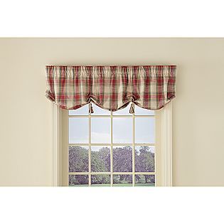 Country Living Oatmeal and American Red Casual Plaid Window Valance 