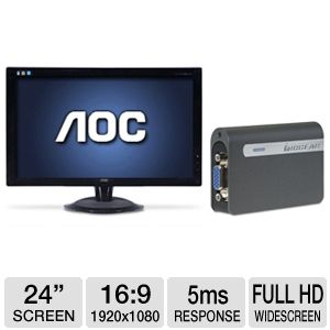 AOC 2436V 24 Full 1080P HD DVI Monitor and IOGEAR GUC2015V External 