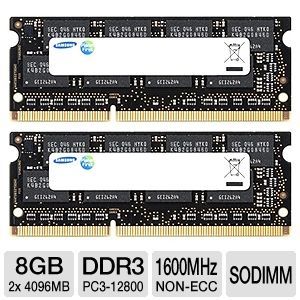 Samsung MV 3T4G3D/US Laptop Memory Kit   8GB (2x 4GB), PC3 12800, DDR3 