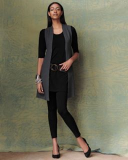 Washable Wool Vest, Long Scoop Neck Tunic & Jersey Ankle Leggings 