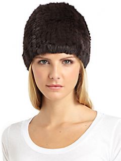 Adrienne Landau   Knit Rabbit Fur Hat