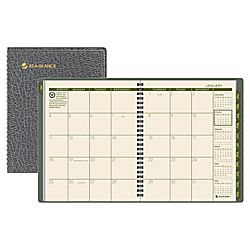 AT A GLANCE® 30% Recycled Monthly Planner, 6 7/8 x 8 3/4, Green 