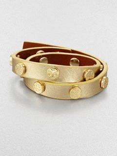 Tory Burch   Double Wrap Metallic Leather Bracelet/Gold    