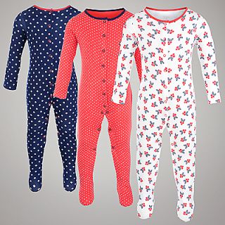 Buy John Lewis Baby Berry Sleepsuits, Pack of 3, Multi online at 