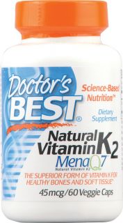 Doctors Best Natural Vitamin K2   MenaQ7™    45 mcg   60 Vegetarian 