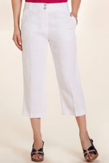 Per Una Roma Linen Blend Straight Leg Cropped Trousers   Marks 