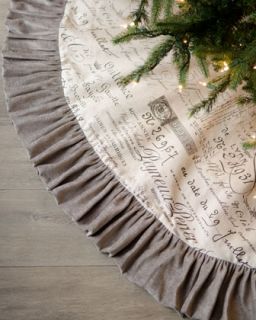 French Laundry Home Joyeux Noel Script Christmas Tree Skirt   The 