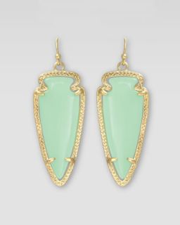 Small Sky Arrow Earrings, Chalcedony   