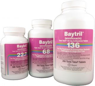Baytril Taste Tabs, 22 mg, 68 mg, 136 mg