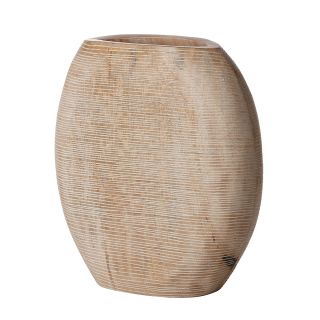 Donna Karan Lenox Hand Carved Wood Light Carved Round Vase 