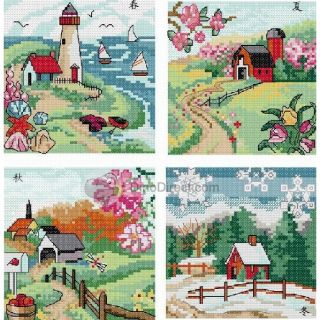 Wholesale Beautiful Four Seasons Pattern Counted Cross Stitch Kit 