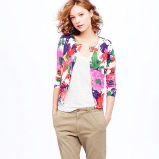Cotton crepe cardigan in garden floral   cardigans & jackets   Womens 