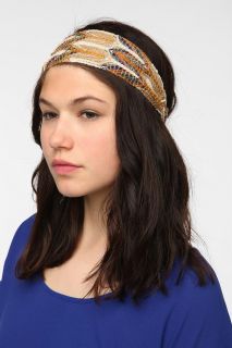 Jute Embroidered Headwrap   Urban Outfitters