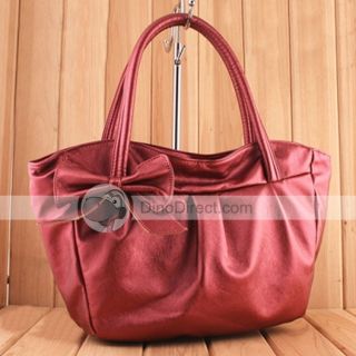 Wholesale Graceful Bowknot PU Leather Zipper Womens Handbag 