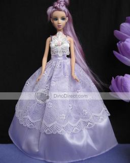 Wholesale Crochet Flower Ballgown Girl Barbie Doll Dress Clothes 