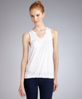 Wyatt white slub knit elastic hem pocket racerback tank   up 