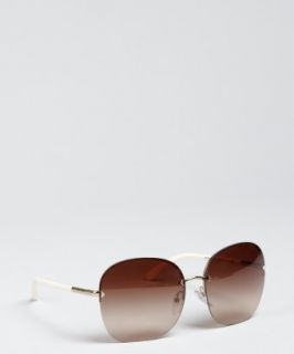 Prada gold and ivory oversize round sunglasses  