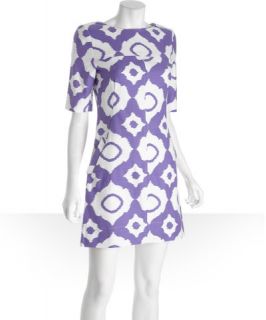 Shoshanna purple ikat print stretch cotton Katherine shift dress